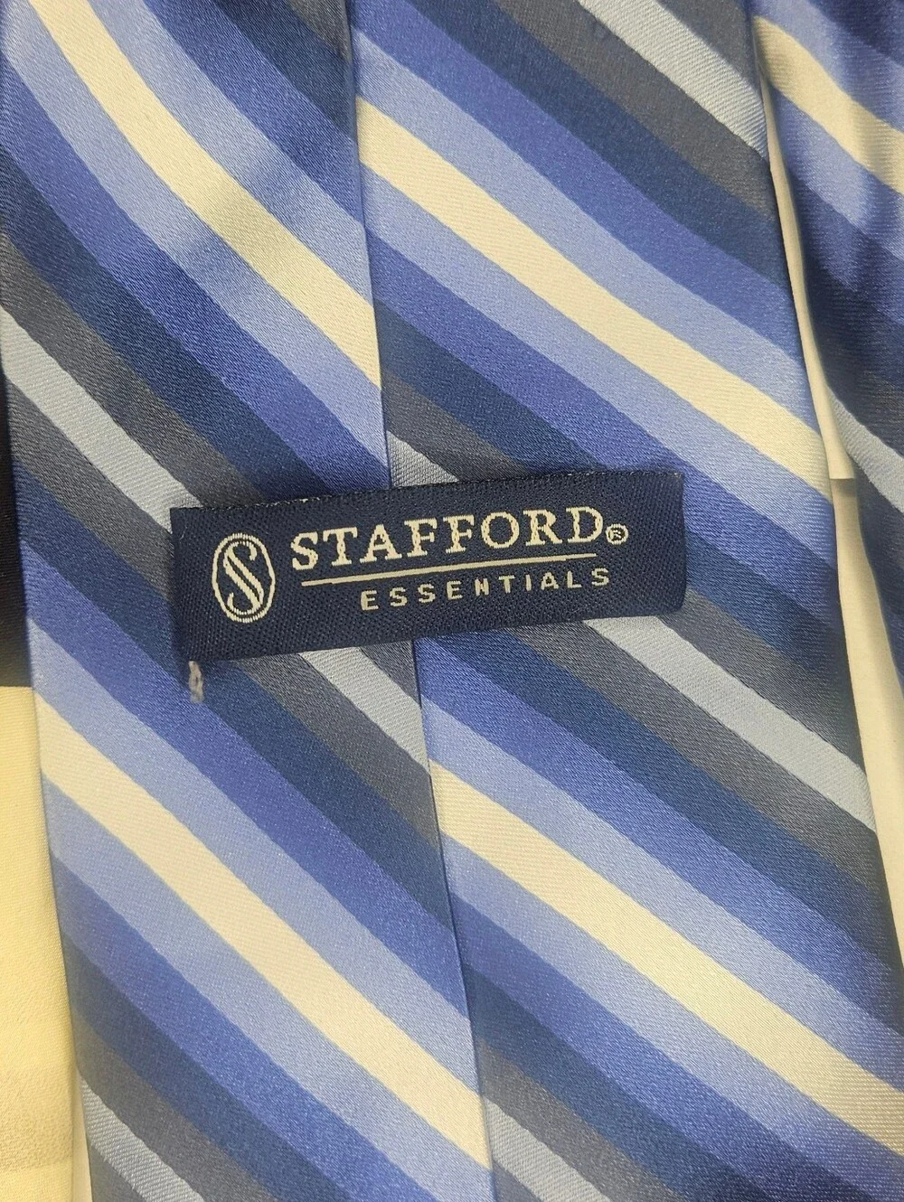 Two Men's Ties - Geometric Pattern and Striped - Haggar / Stafford - Black/Blue